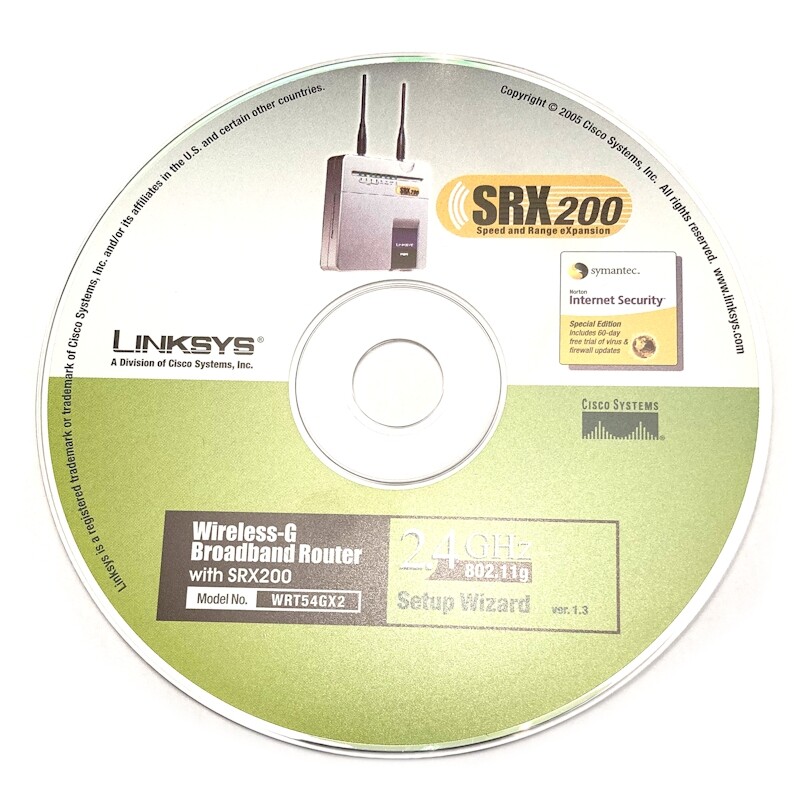 Linksys Wireless-G Broadband Router SRX200 Software Setup Wizard Drivers CD Only