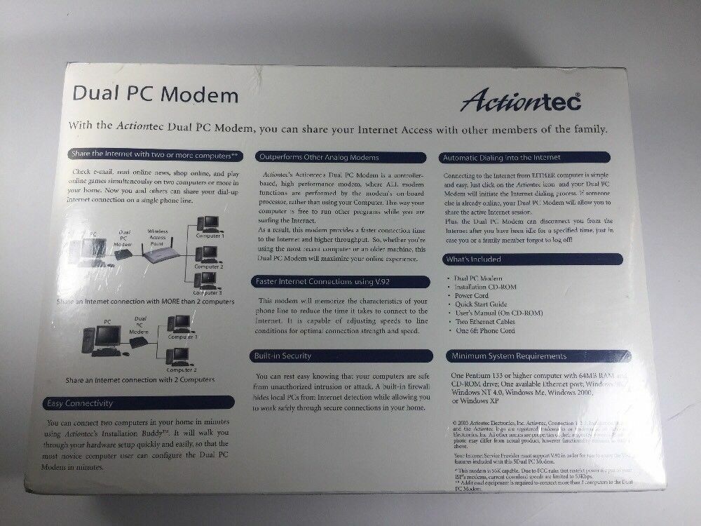 ActionTec Dual PC Modem Model GS002AN-01