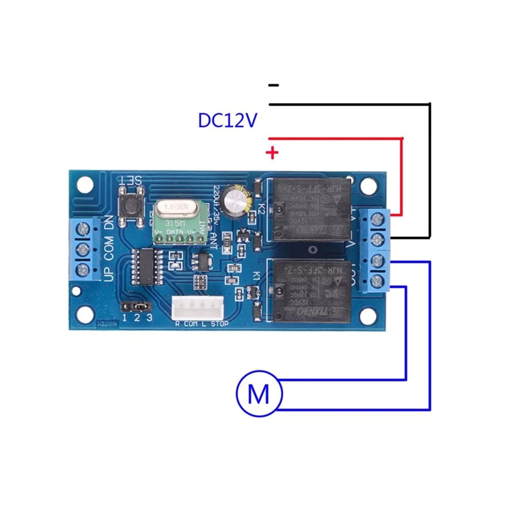 Motor Wireless Remote Switch Universal 2 Channel RF433MHz Remote Control 12V