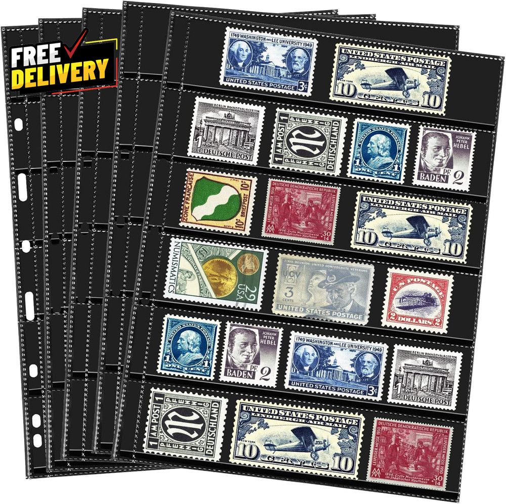 20 Sheets Stamp Pages Collector Stamp Collecting Album Binder Standard 9 Hole...