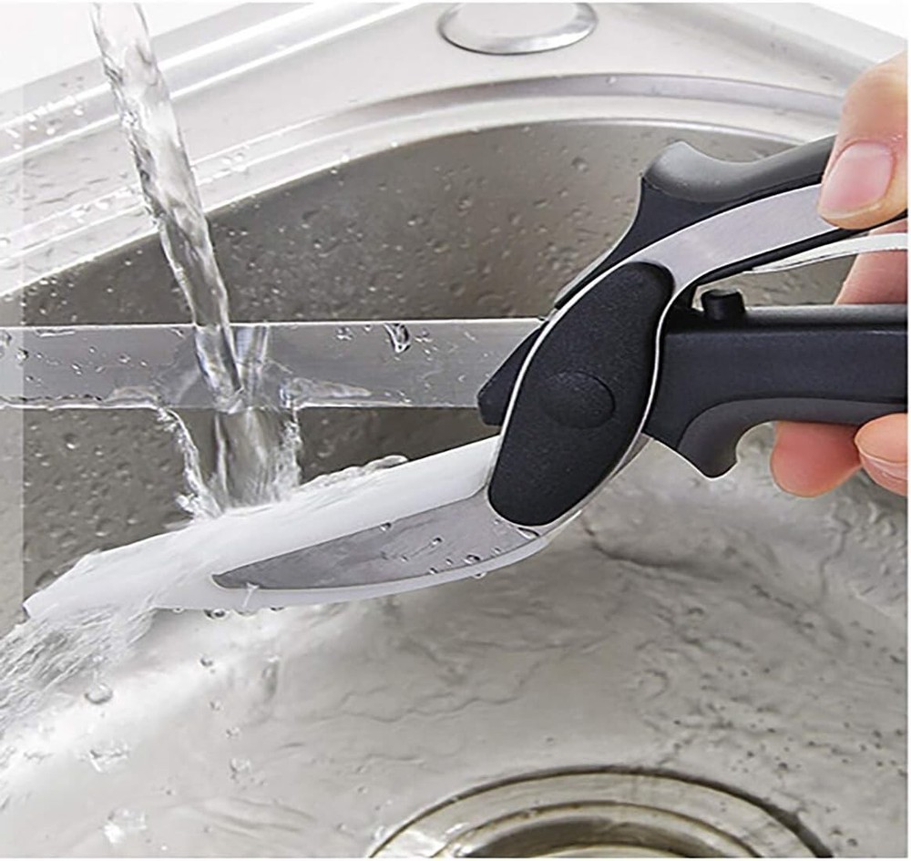 Stainless Steel Salad Scissors with Built-in Cutting Board Sharp Kitchen Tool