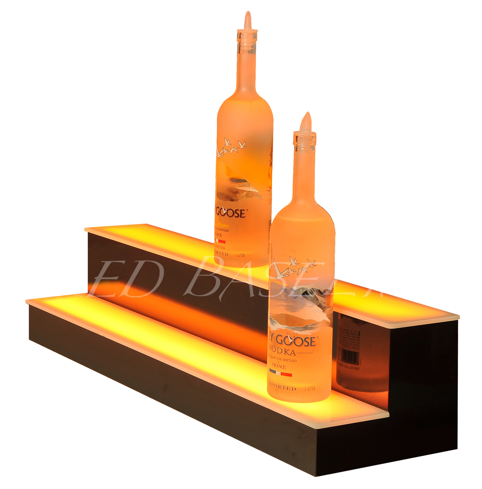 31" 2 Step LED Lighted Back Home Bar Glowing Liquor Bottle Shelf Display Stand