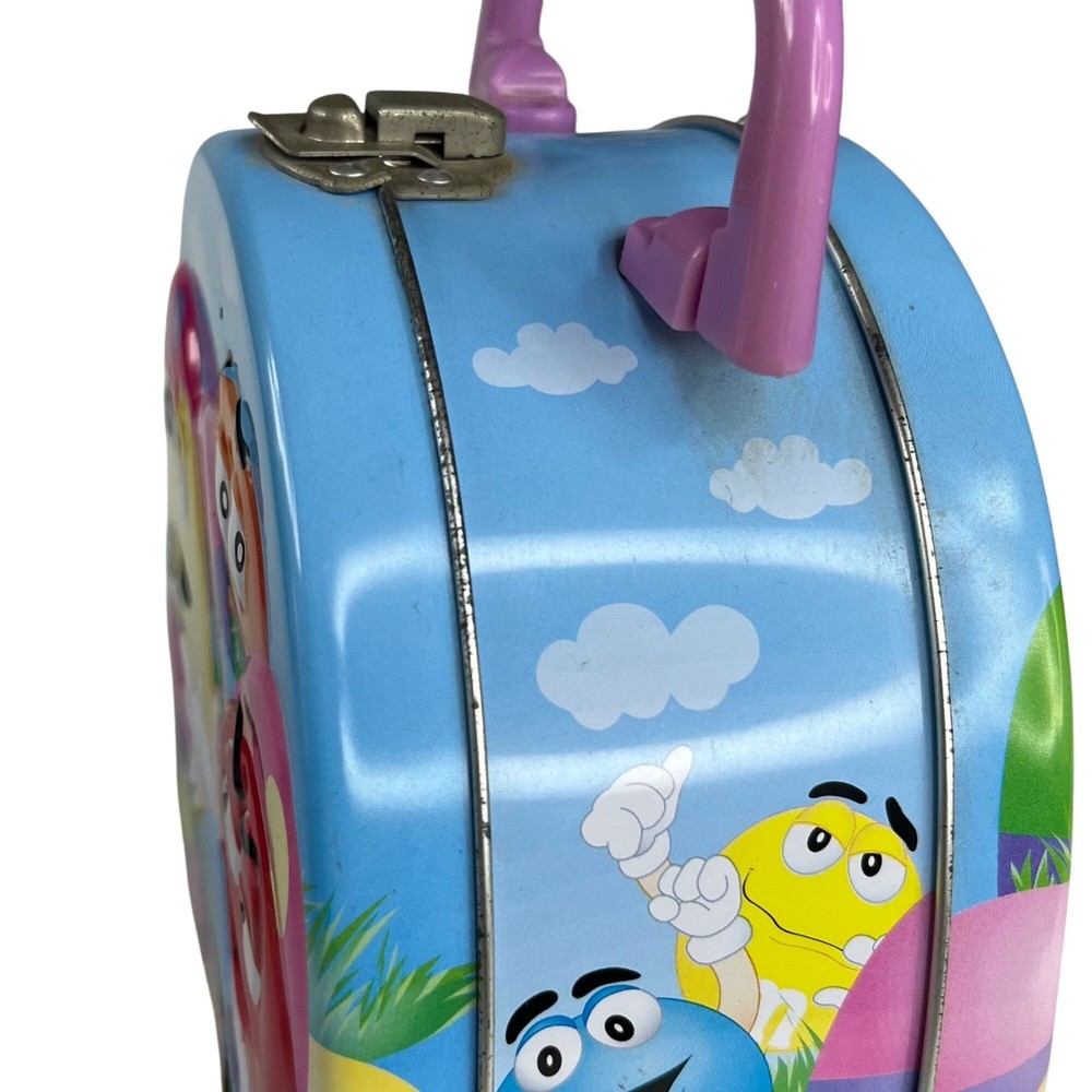 M&Ms Easter Themed Tin Lunch Box Handle Blue
