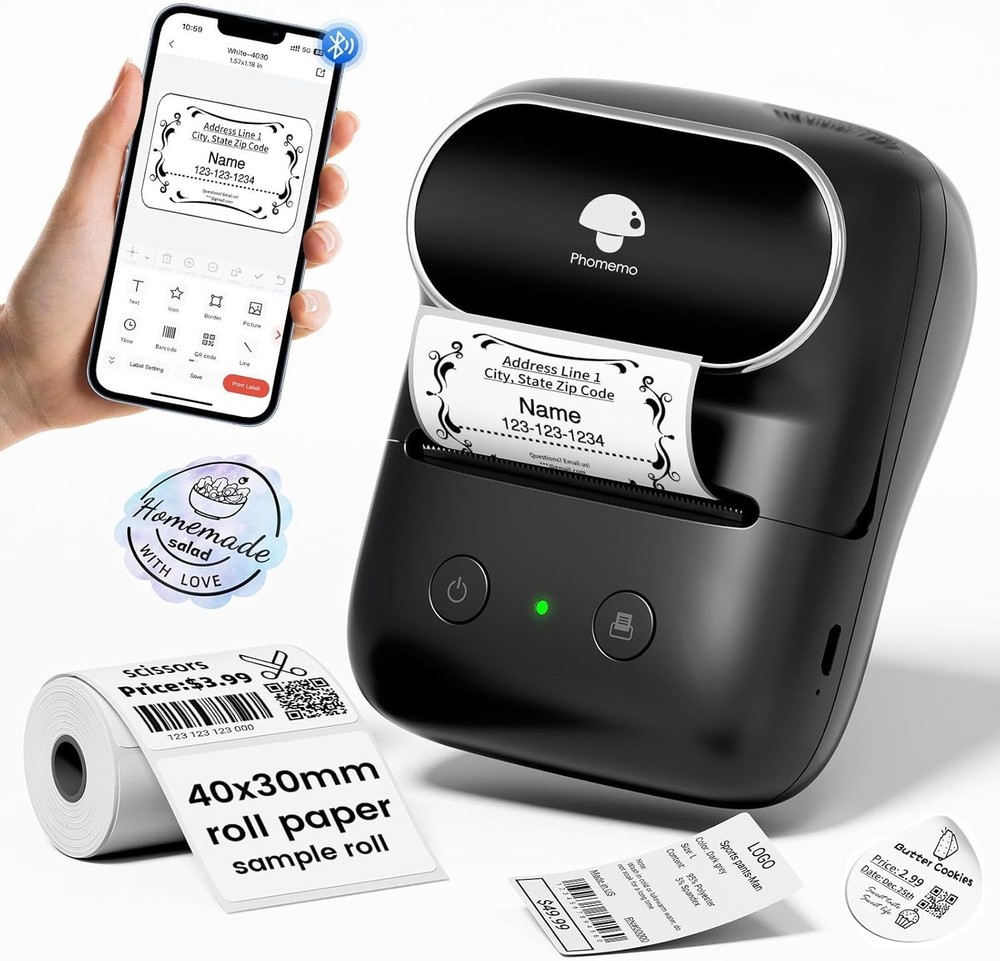 M108 2-Inch Bluetooth Label Maker - Portable Inkless Printer for All Projects