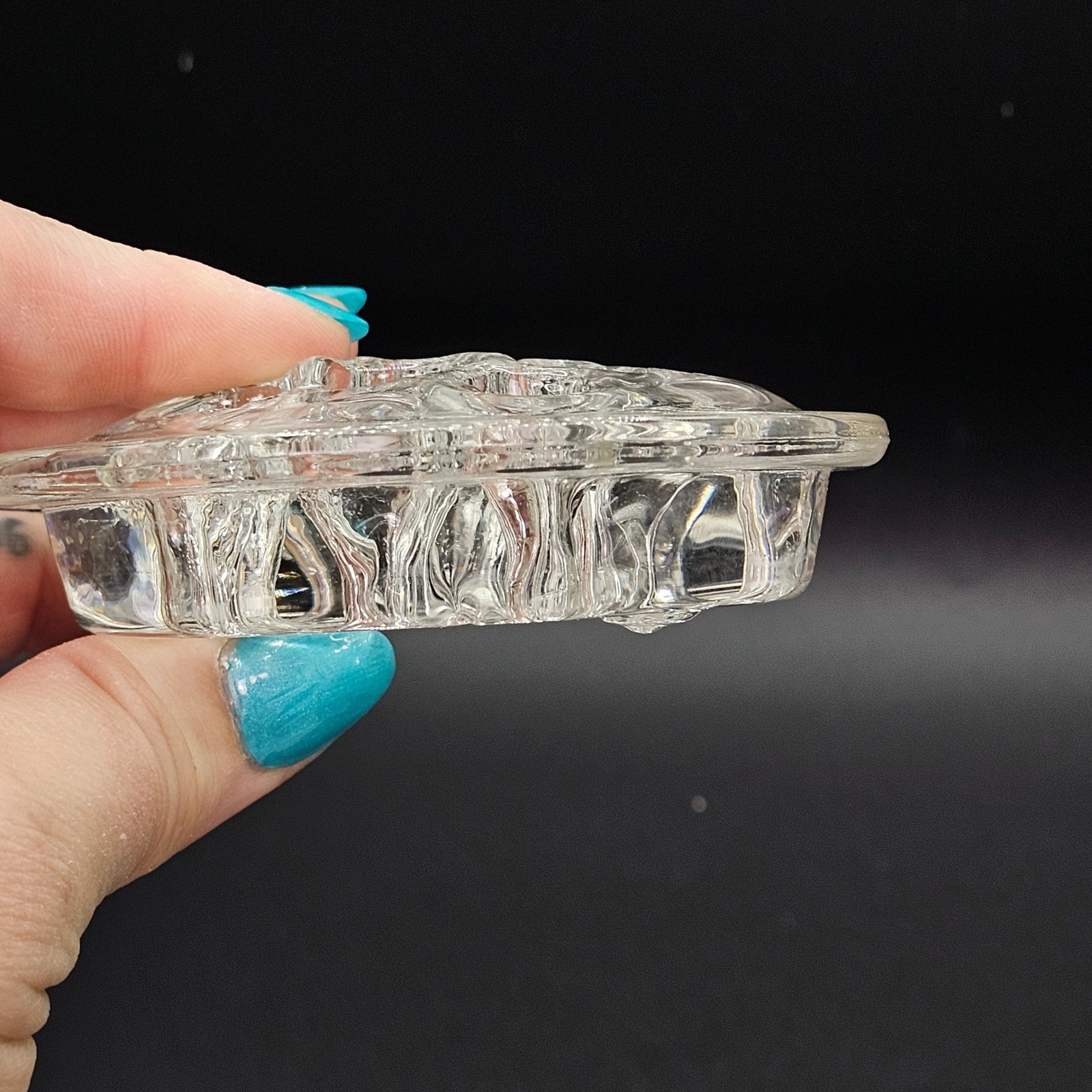 Vintage Clear Glass Flower Frog Floral Arranger Arrangement 11 Holes Round