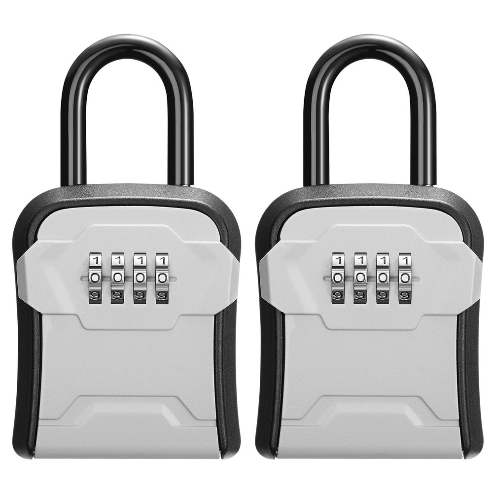 2 Packs Lock Box, Key Lock Box, Wall Mount, Portable, Resettable Code, Gray