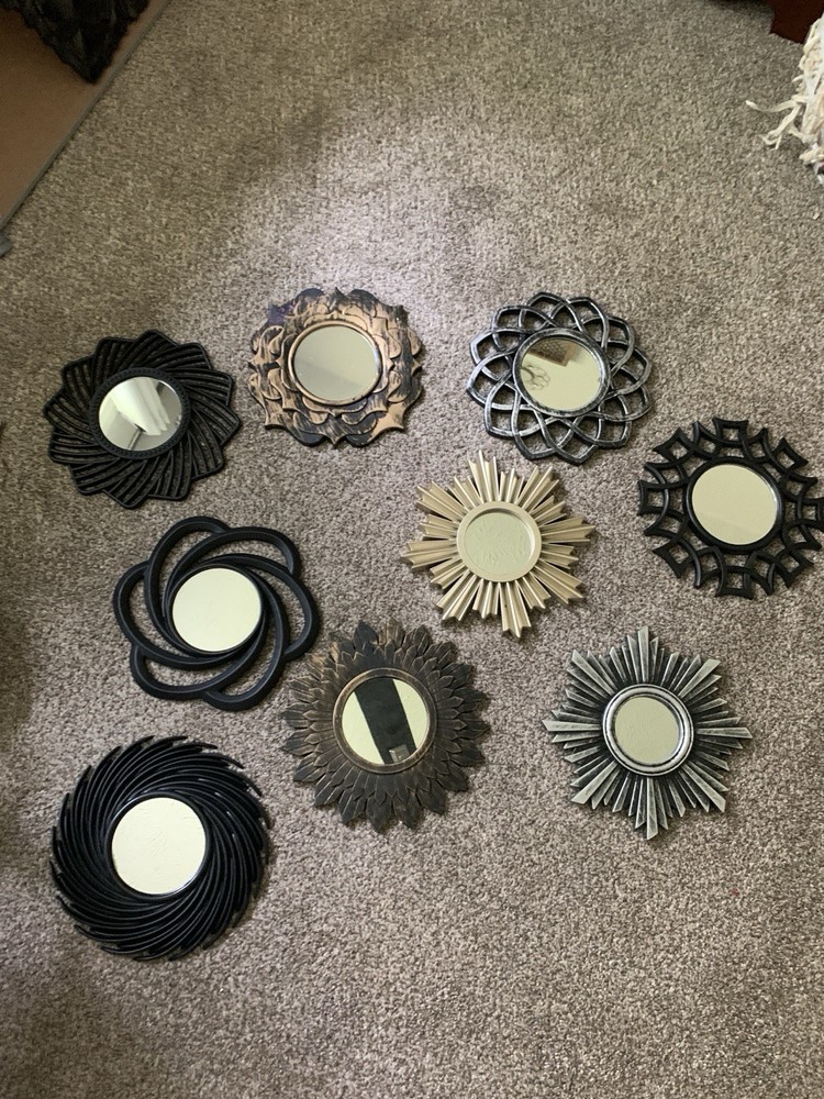 Nine Plastic starburst and other designs mirrors