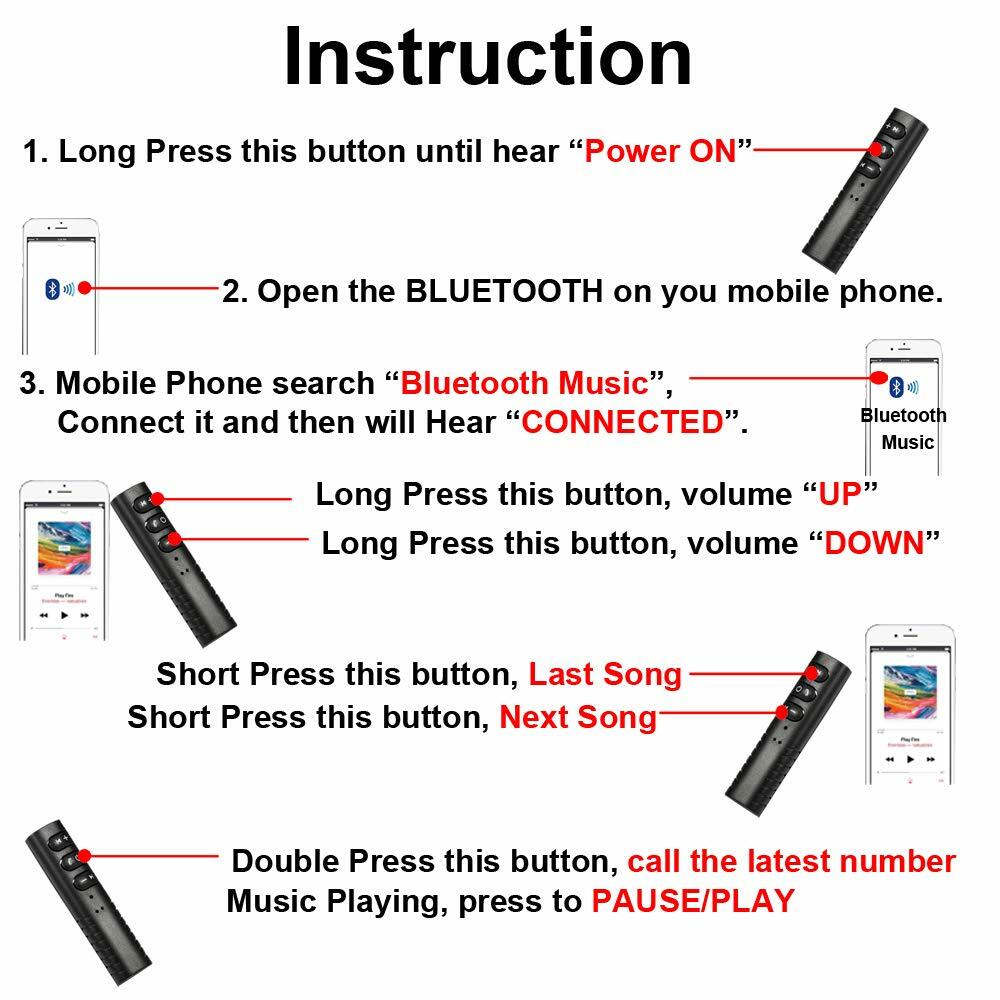 Wireless 3.5mm Car Bluetooth Mini Receptor Receiver Audio Speaker Adapter AUX