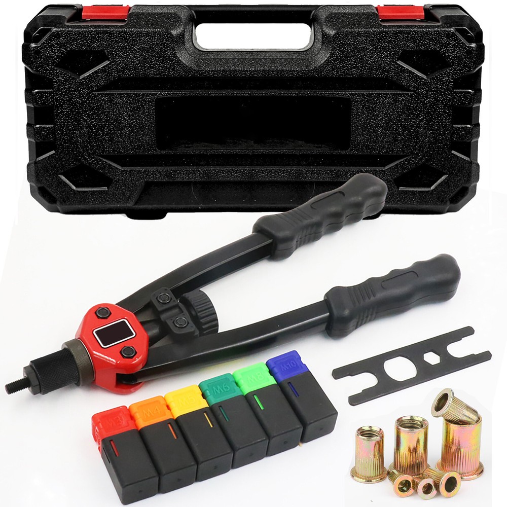 1510PC Rivet Nut Gun Kit Rivnut Setting Tools Nut Setter Tool Hand Blind Riveter