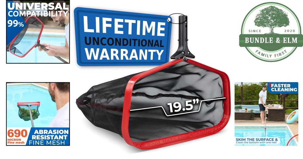 High-Performance Pool Skimmer Net for Pros with Unconditional Replacement Policy