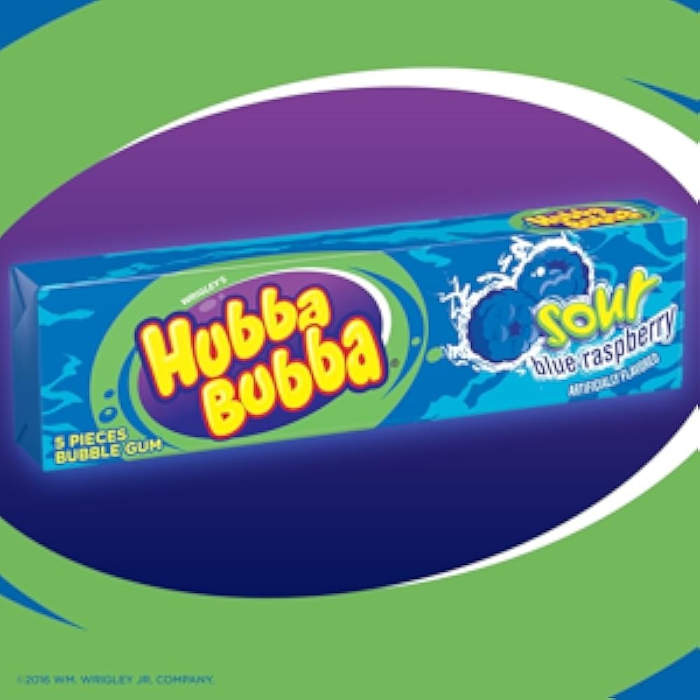 Sour Blue Raspberry Bubble Gum, 5 Piece