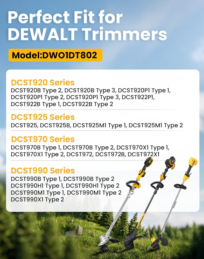 Trimmer String Compatible with DEWALT Trimmer, 0.08-Inch 112FT Twisted String Tr