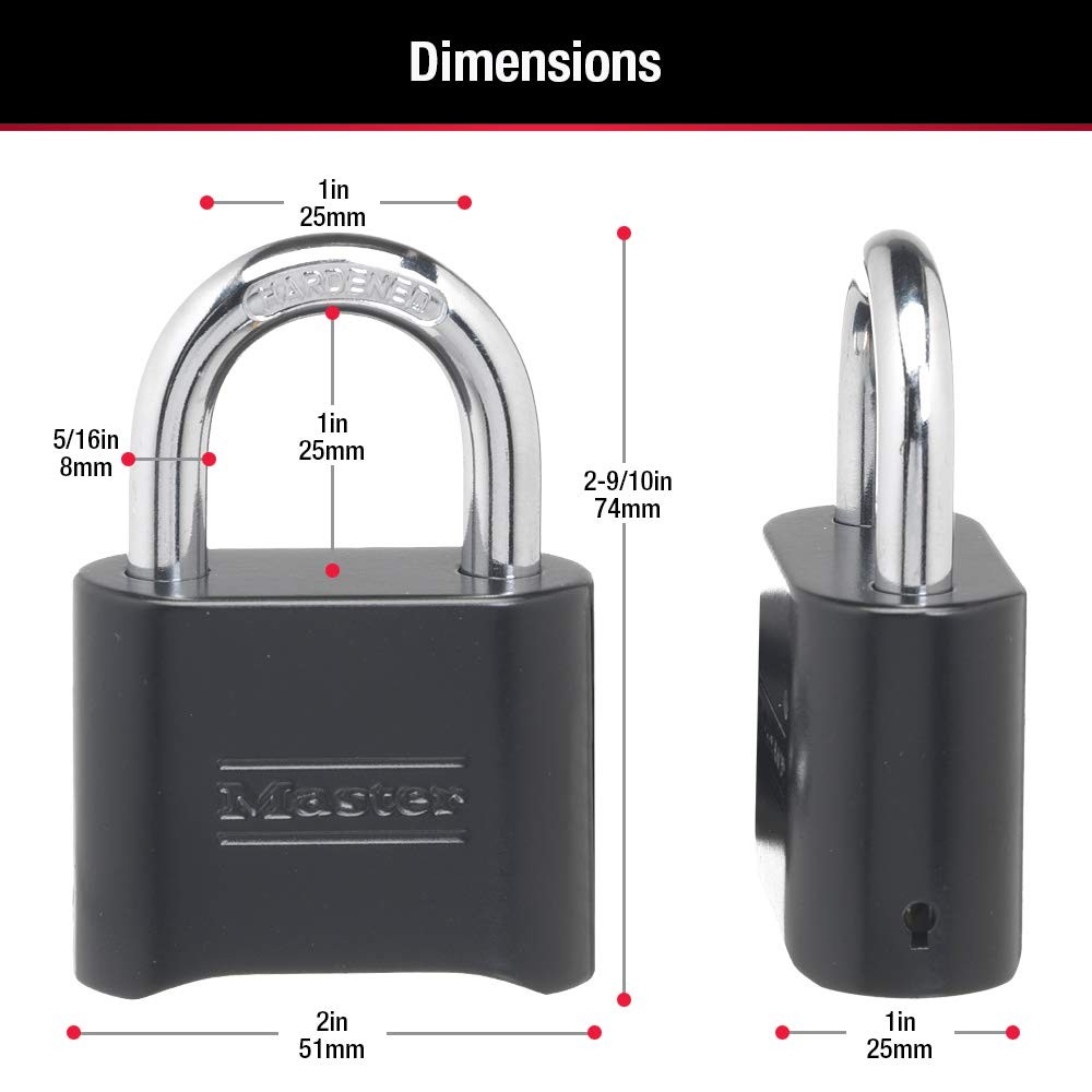 Master Lock Black Combination Lock, Customizable Combo Padlock, Indoor and Ou...