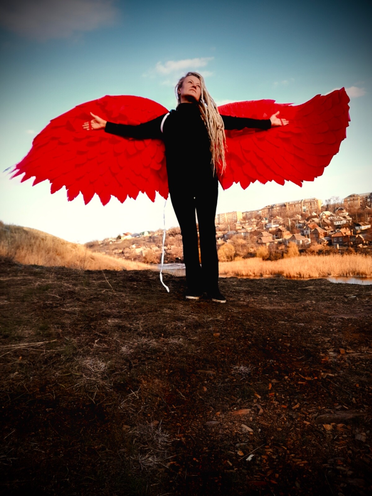 Red Angel Wings Costume Moveable Wings Red Adult Wings Cosplay Halloween Costume