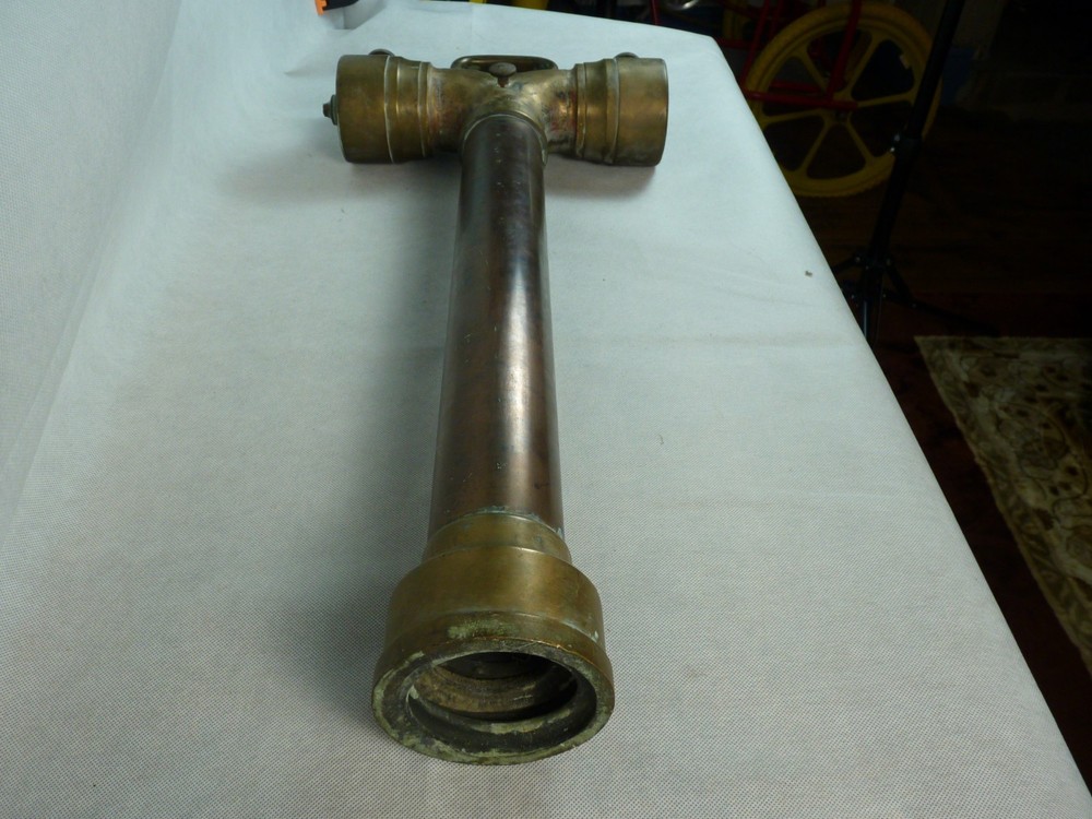 LARGE ANTIQUE SOLID BRASS FIRE BRIGADE HYDRANT STANDPIPE 29" TALL- COLLECTABLE