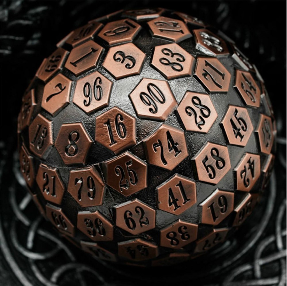 Bronze Solid Metal d100 Poly RPG DnD Dungeons Dragons Pathfinder d20 AD&D B