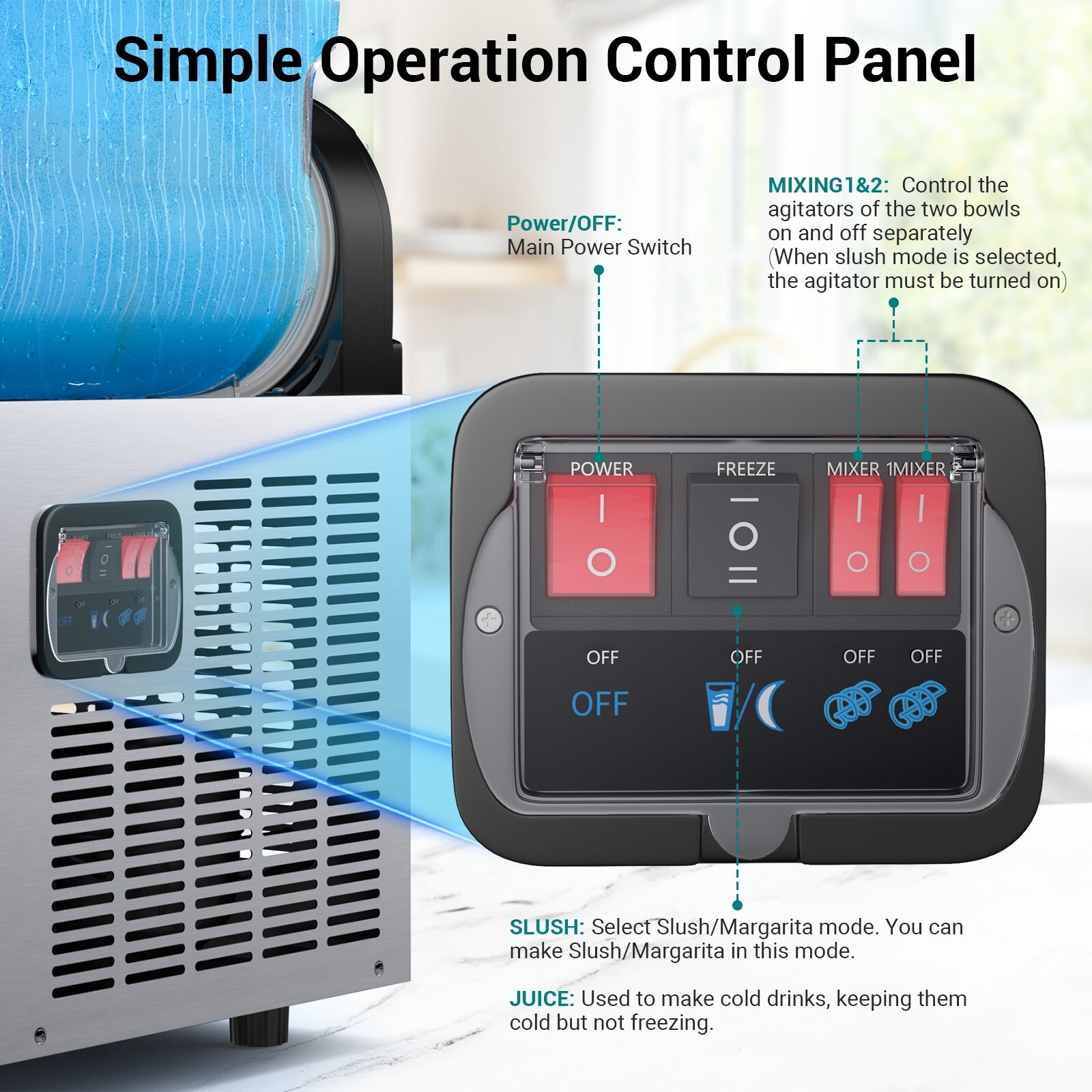 8 Gal Commercial Margarita Machine LED Light 15L×2 Tanks Commercial Frozen Drink