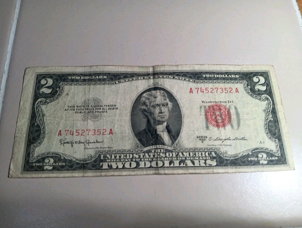 Series 1953-C 2 Dollar Bill Note Red Seal Circulated