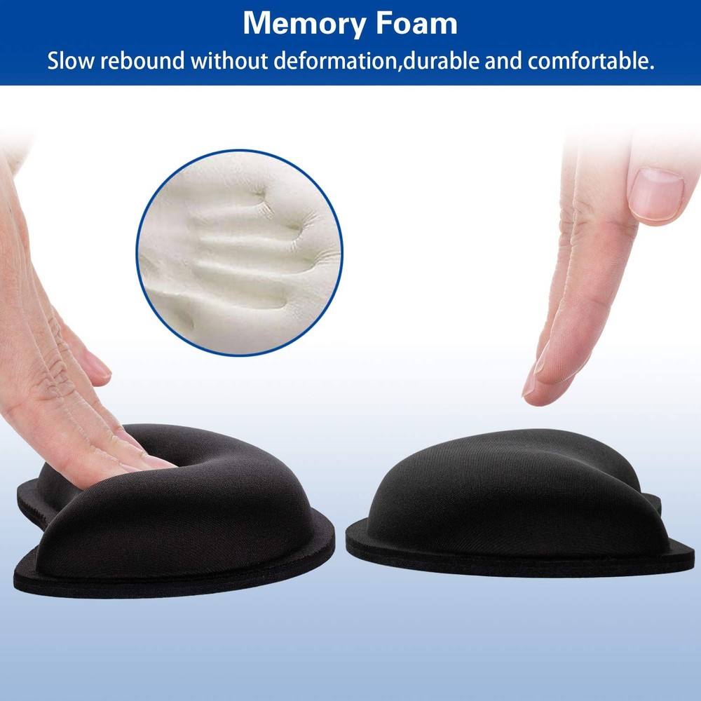 Mouse Wrist Rest, Canjoy 2 Pack Memory Foam Soft Fabric Small, Black