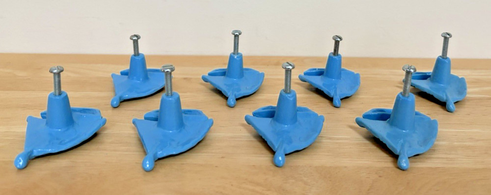 LOT 8 SAIL BOAT BLUE CABINET KNOBS DRAWER PULLS METAL