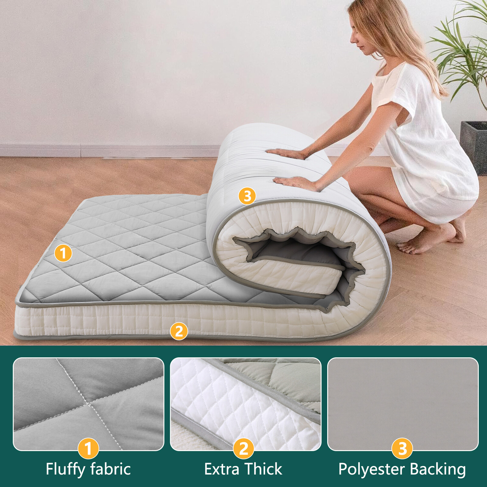 NAIZEA Japanese Floor Mattress Mattress Topper for Back Pain Camp Mattress Mat