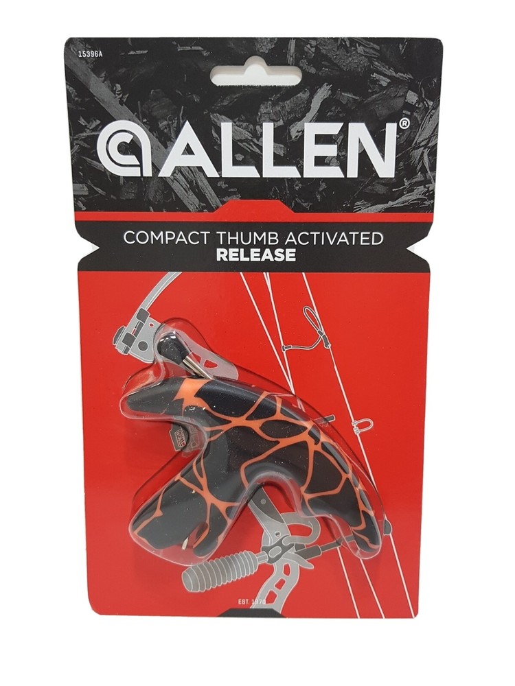 ALLEN ORANGE AND BLACK COMPACT THUMB ACTIVATED COMPOUND BOW RELEASE