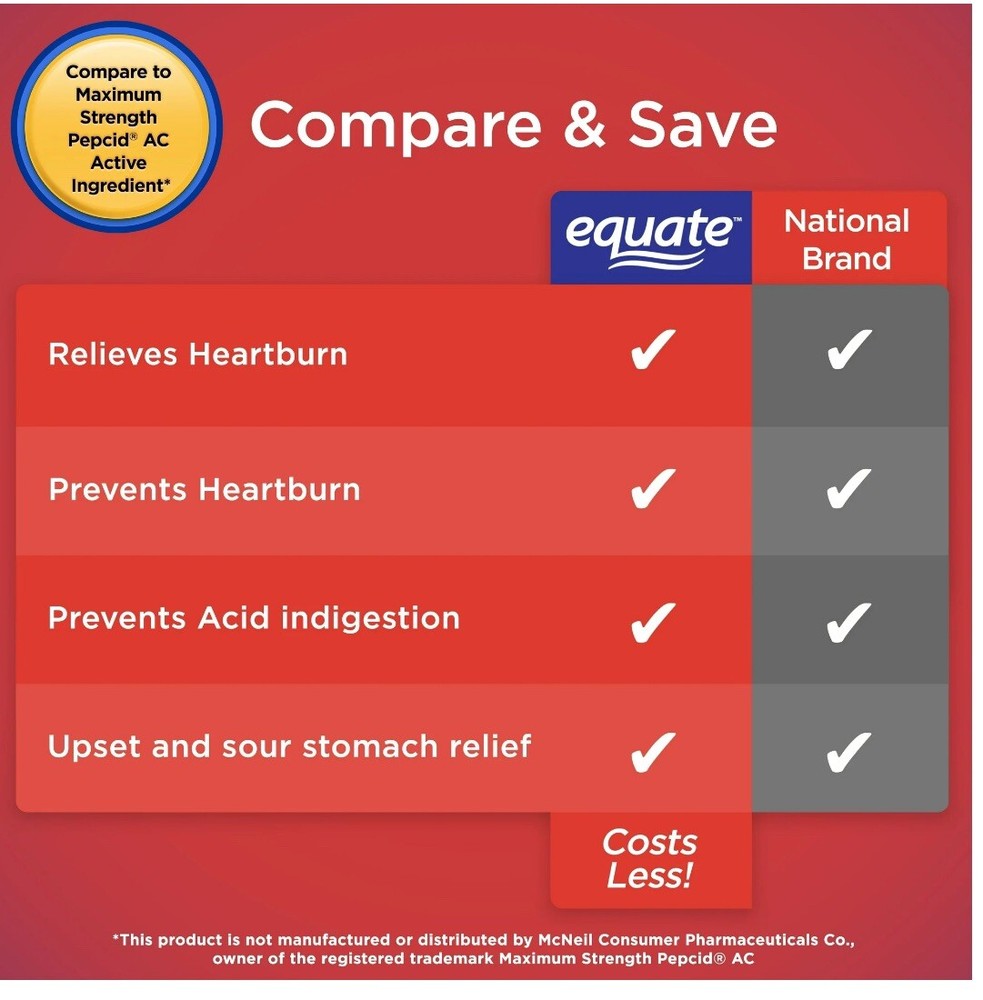 Equate Maximum Strength Acid Reducer 20 mg, 50 Count
