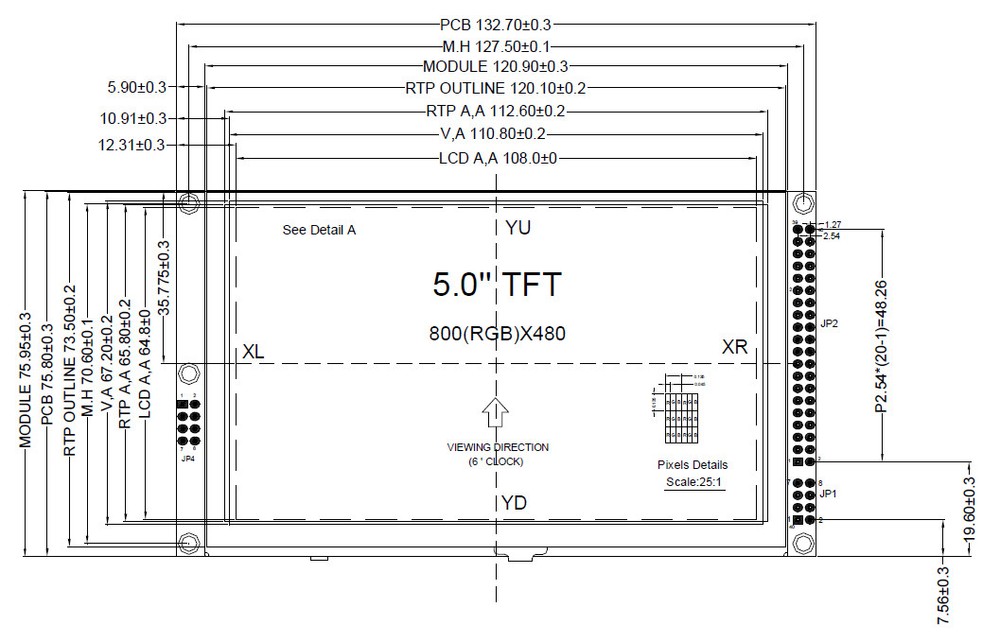 5" inch TFT LCD Module Display 800x480 w/SSD1963,Capacitive,Touch Panel,Tutorial