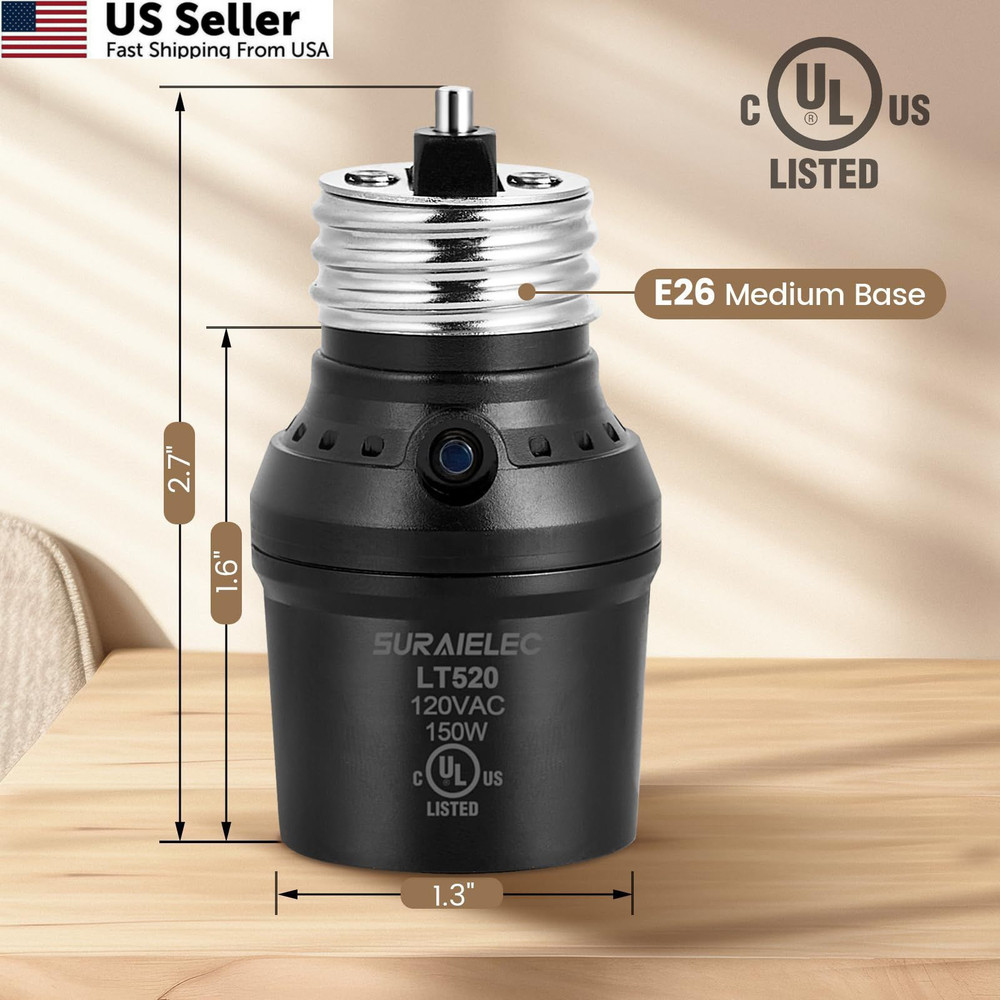 Suraielec 2 Pack E26 E27 Light Sensor Socket Dusk to Dawn Automatic Outdoor