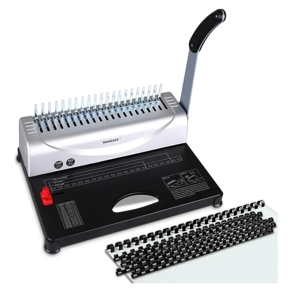 MAKEASY Binding Machine, 21-Hole, 450 Sheets, Comb Binding Machines with 1 Box C