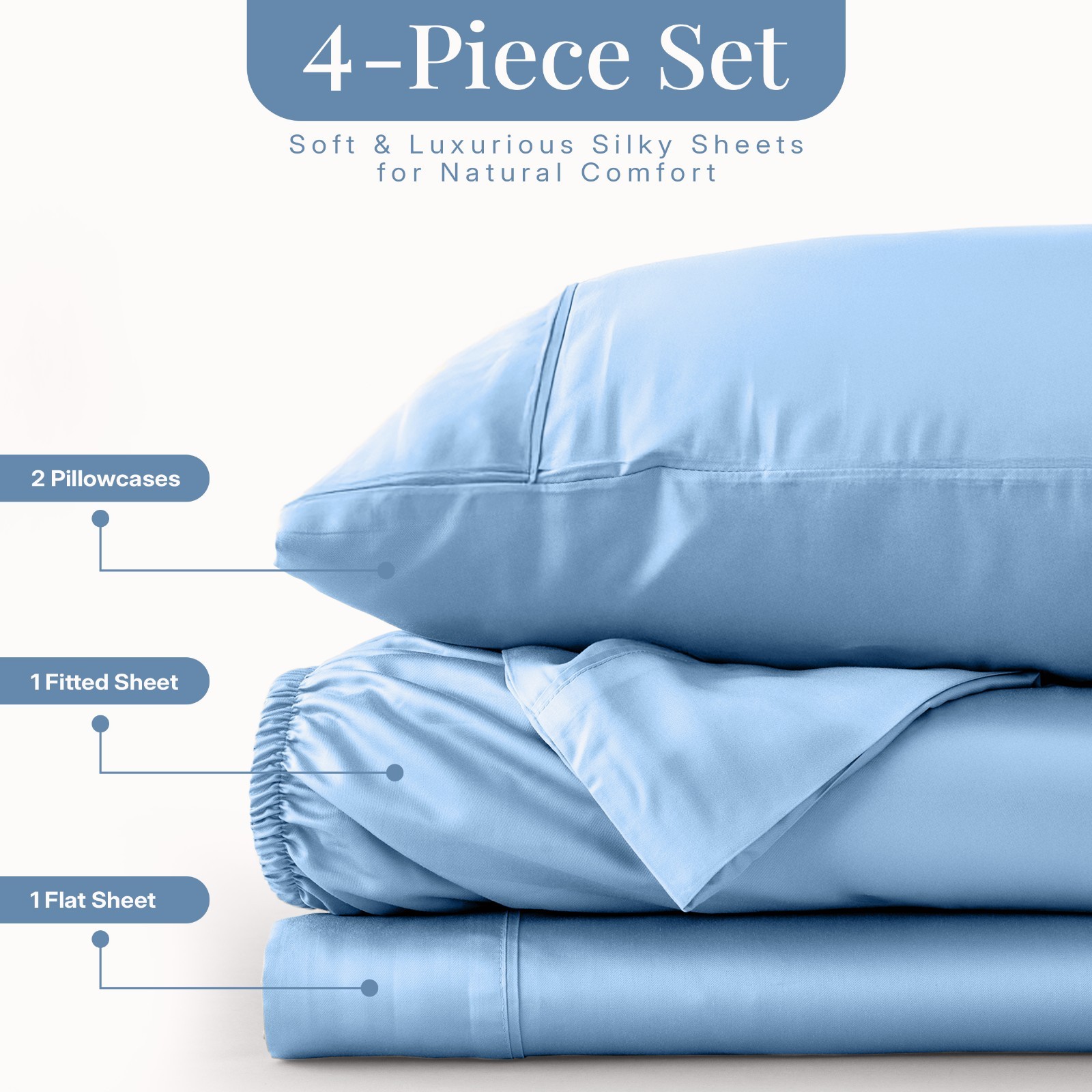 4PC Sheet Set 100% Bamboo Viscose Cooling Deep Pocket Luxury Soft Bed Sheets