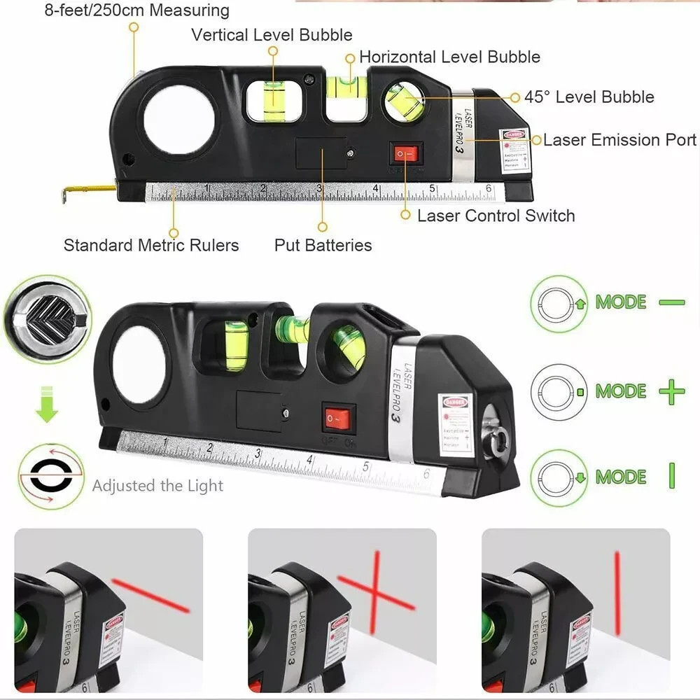 LEVELPRO3 Multipurpurpose Laser Level Device - FIXIT, Batteries included