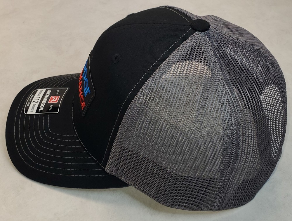 Mopar Performance Patch on Richardson 112 Trucker Hat Snapback Black/Charcoal