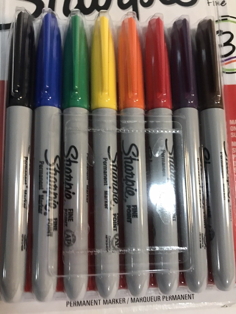 Sharpie (8ct) Assorted Colors Fine Point Permanent Markers Quick Drying