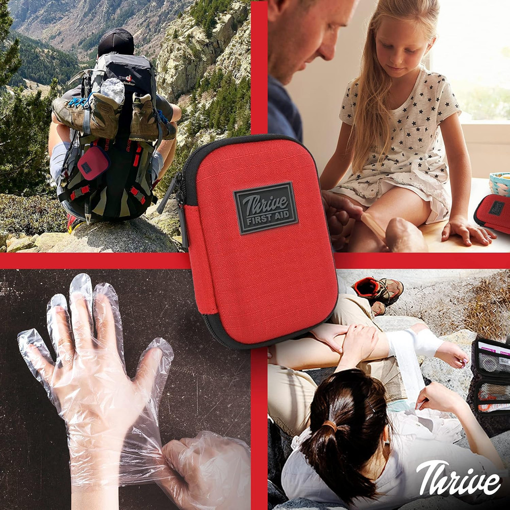 Thrive Mini First Aid Kit - Compact Travel Essentials Pack - Waterproof Camping