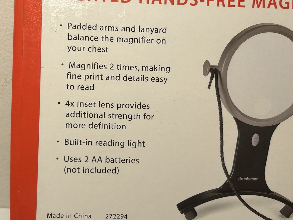 Brookstone Lighted Hands Free Magnifier