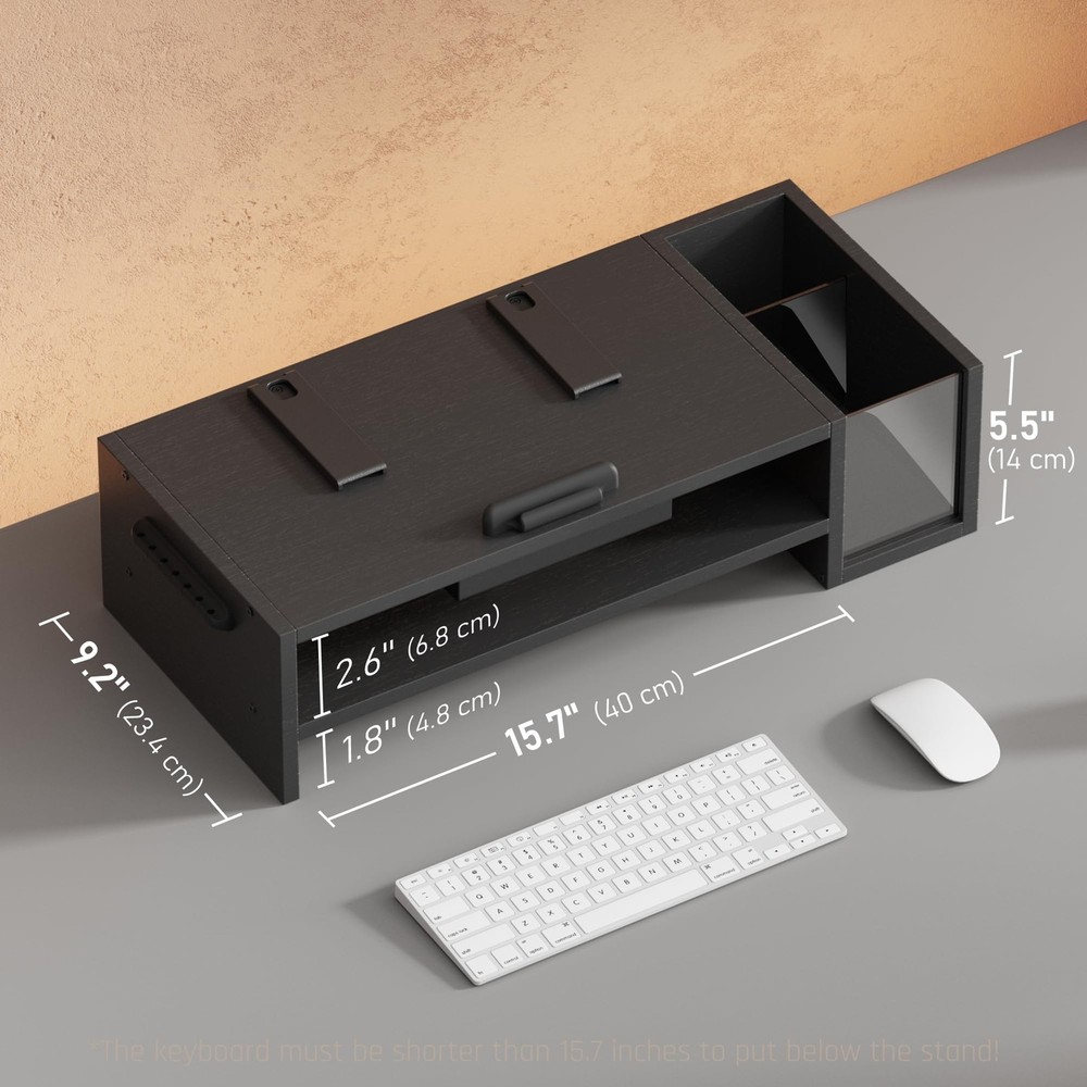 Adjustable Wood Laptop Stand, Ergonomic Height & Angle Computer Riser with Pe...