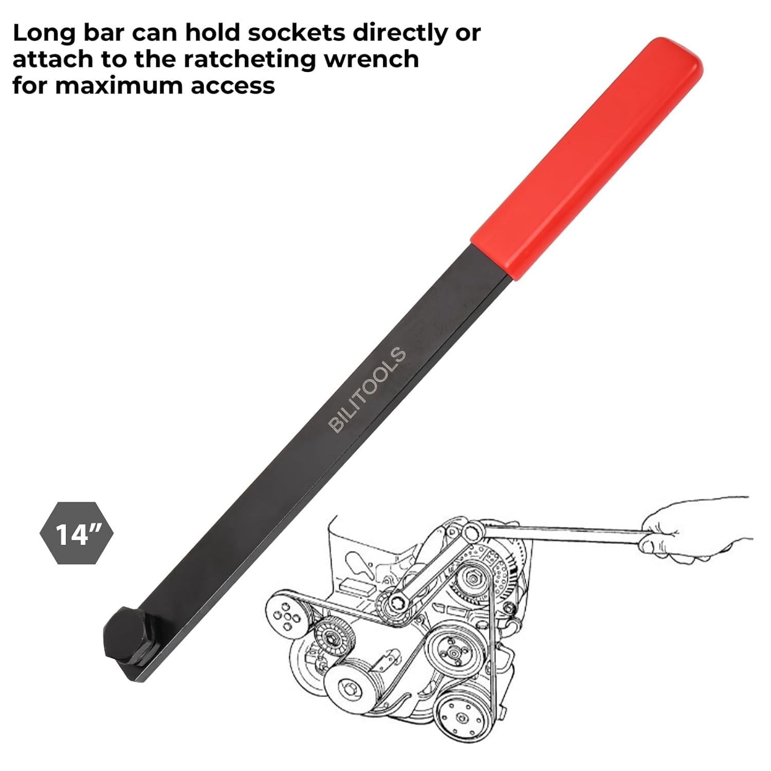 15 Piece Universal Serpentine Belt Tool Kit, Ratcheting Serpentine Leather