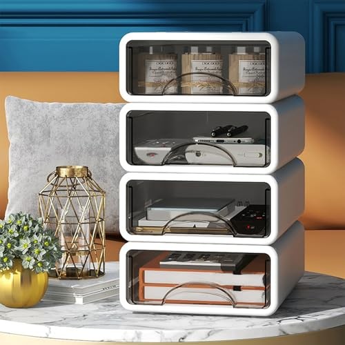 Desk Organizer with Drawers, Stackable Storage Drawers with Compartments White