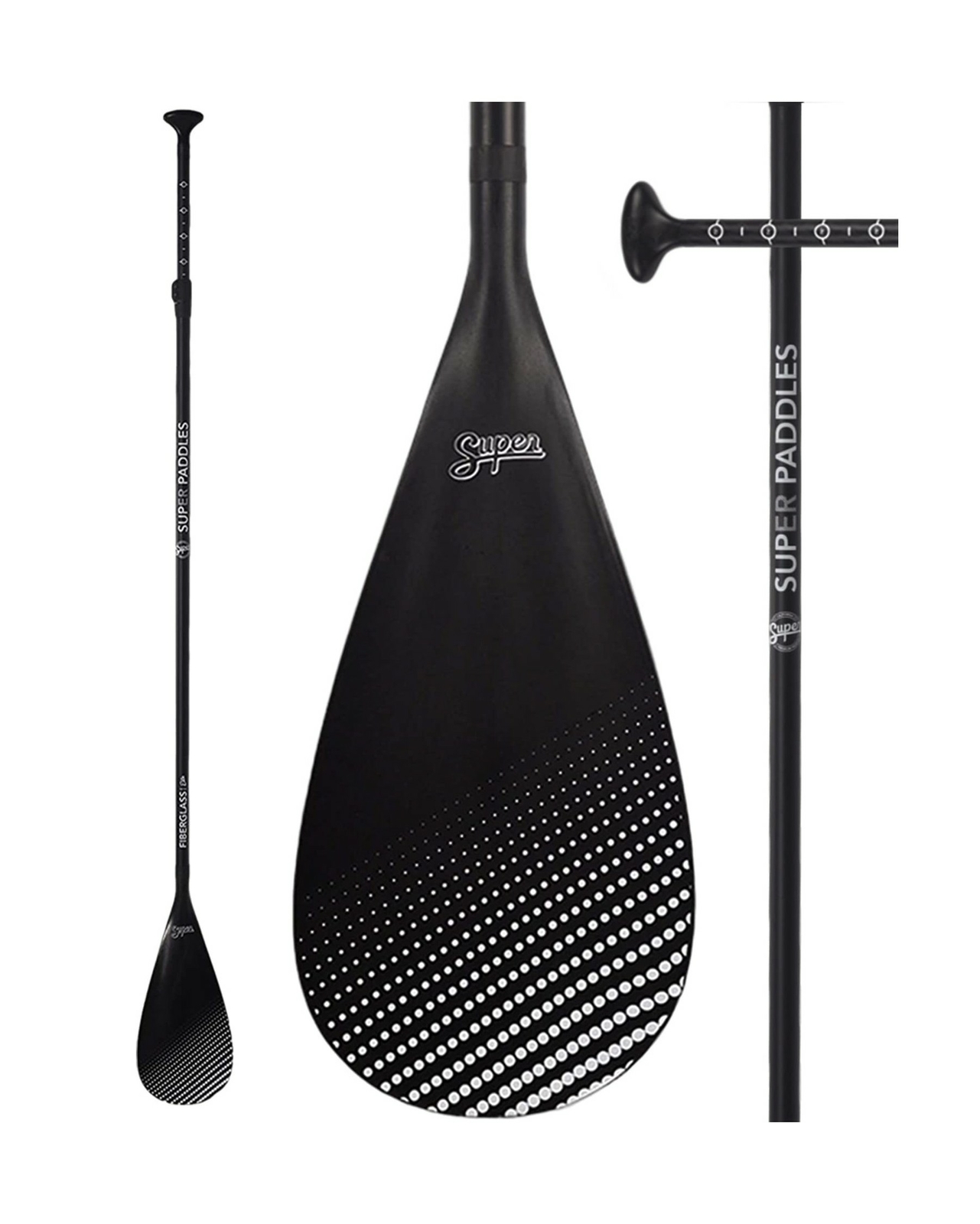 SUP Paddle - Carbon Fiber & Fiberglass Paddles - 3 Piece Adjustable Paddle Bo...