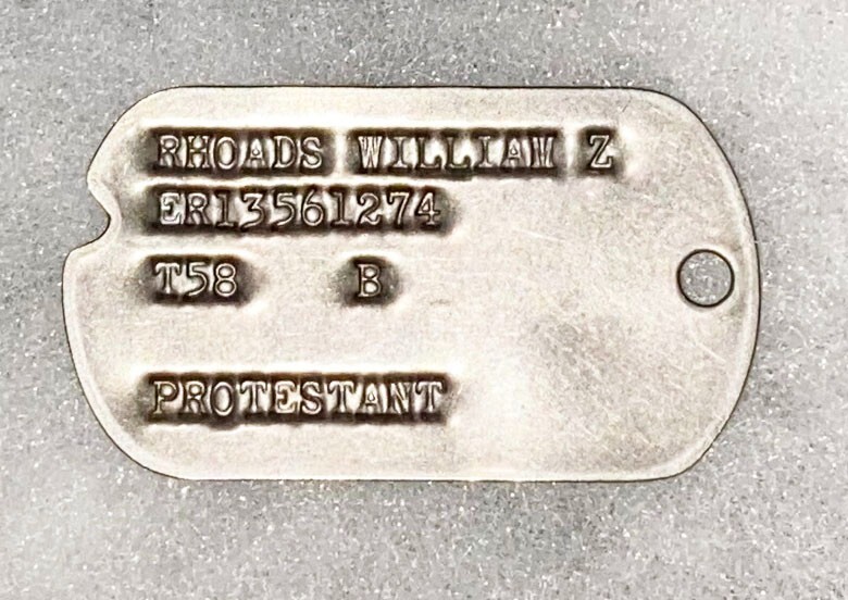 Post-WWII William Rhoads T-58 Single Dog Tag