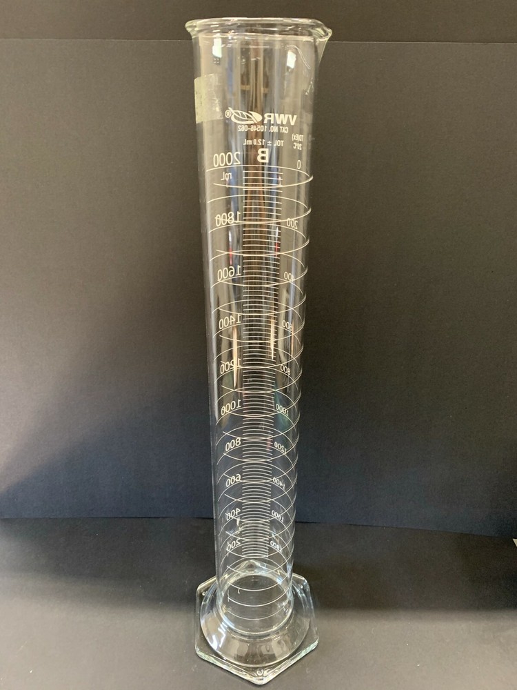 VWR Graduated Cylinder 10546-062 Class B 2000 mL Hexagonal Base