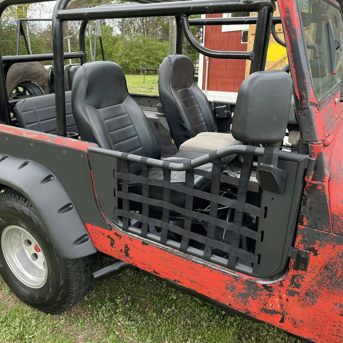 Black Tubular Trail Door With Side Mirror For 1976-1995 Jeep CJ7/YJ Wrangler 2DR