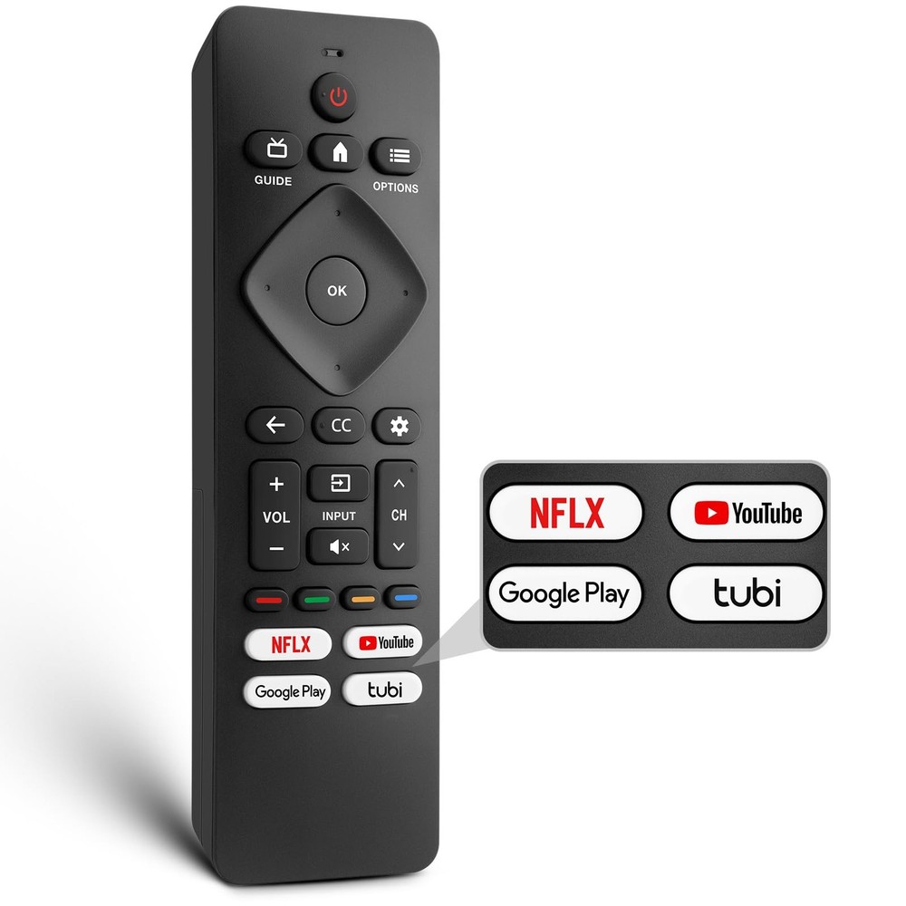 Replacement for Philips-Smart-TV-Remote-Control, Philips TV, Black