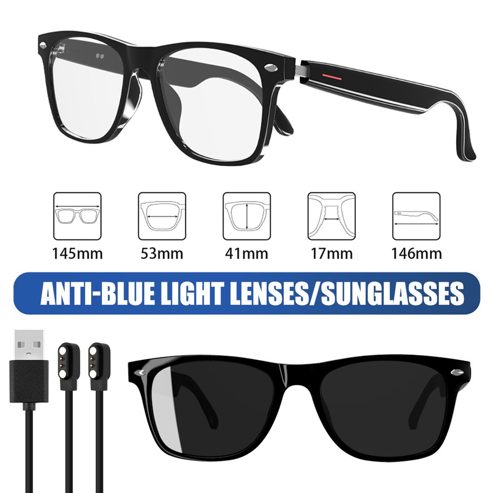 Smart Glasses Polarized Sunglass Audio Mic Speakers Bluetooth Call Remote Camera