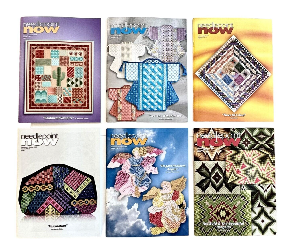 Lot/6 NEEDLEPOINT NOW Magazines Needlepoint Stitchery Techniques 2008/9 Ed.