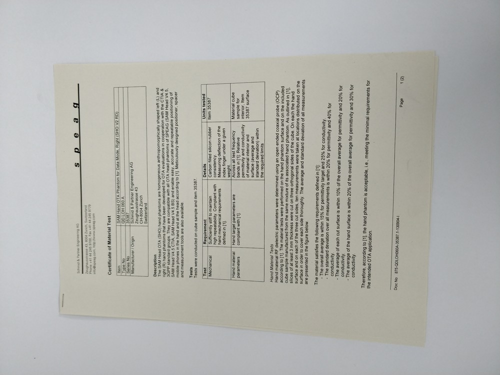 Schmid & Partner Engineering SHO V2RD & SHO V2LD SAM Phantom