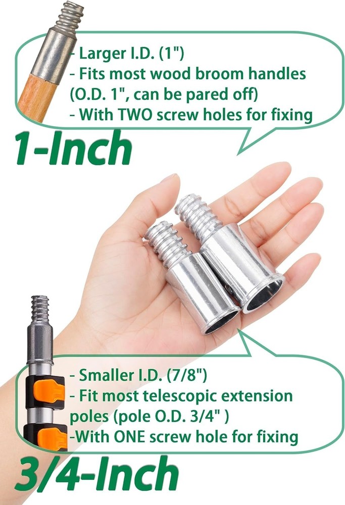 2pcs 1"Threaded Replacement Tips for Extension Pole Push Broom Handle Repair NEW