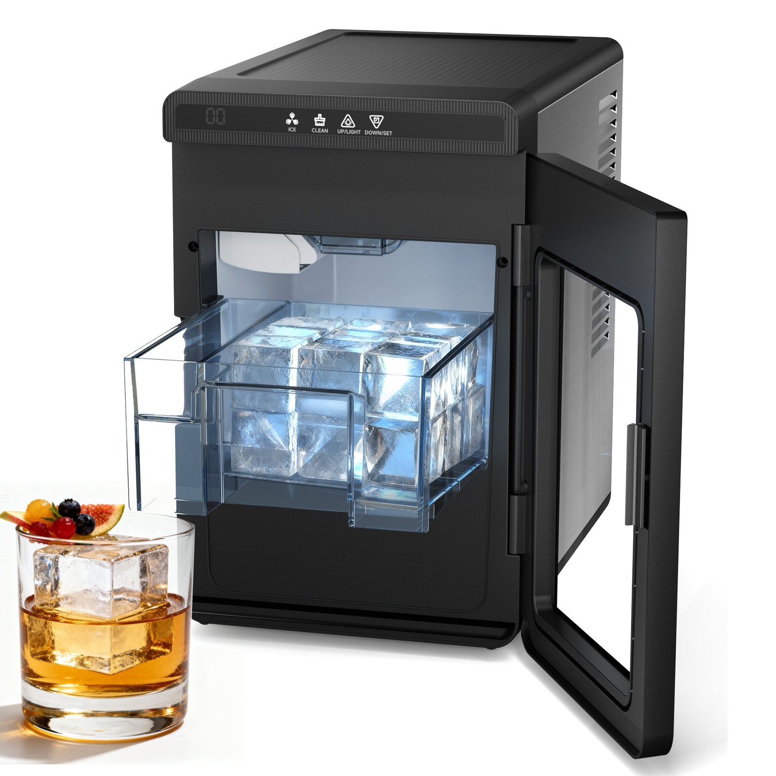 Countertop Ice Maker Clear 3 Cubes Ice Machine 22lbs Daily Output 1.6" Ice Cubes