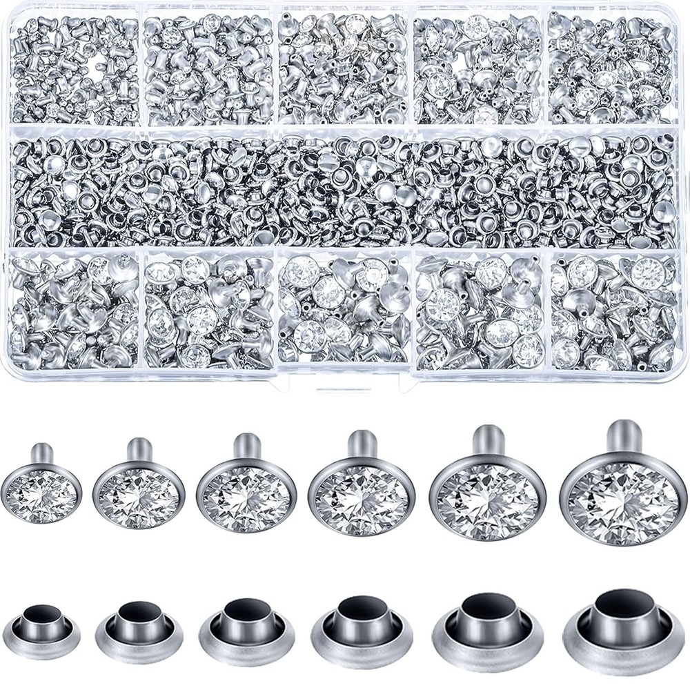 Sparkling Rhinestone Studs - Silver Rivets for Clothing